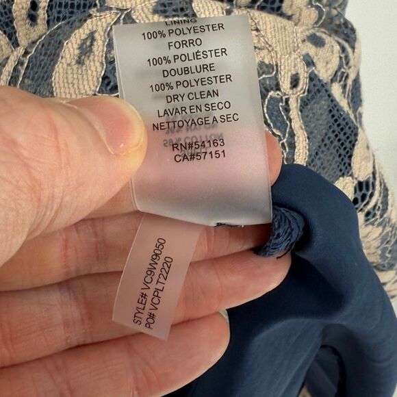 Vince Camuto Sleeveless Lace Overlay Fit & Flare Midi Dress Blue Beige Plus 22W - Picture 10 of 10